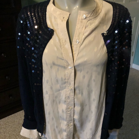 Banana Republic blue wool cardigan with sequins - Picture 3 of 7